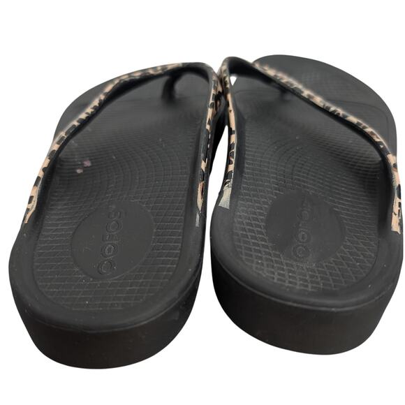 Oofos Oolala Sandals Womens 10 Leopard Recovery Thong Cushion Plantar Fasciitis - Picture 4 of 7
